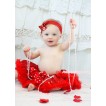 Hot Red Sparkle Bling Sequins Newborn Pettiskirt & Minnie Dots Bow & Red Headband Sequins Bow N243